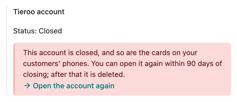 Closed account with Open the account again
