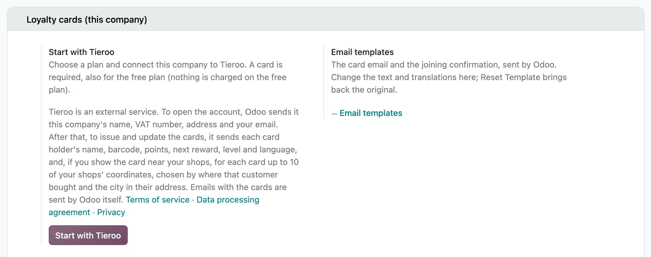 Settings, Tieroo, before connecting