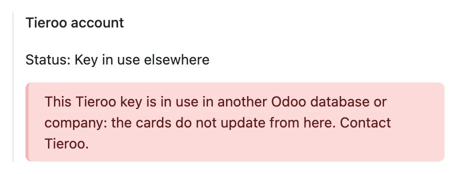 Settings, Tieroo, key in use elsewhere