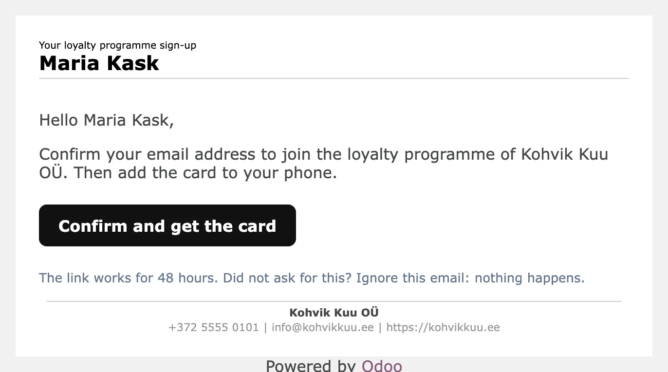 The confirm joining email